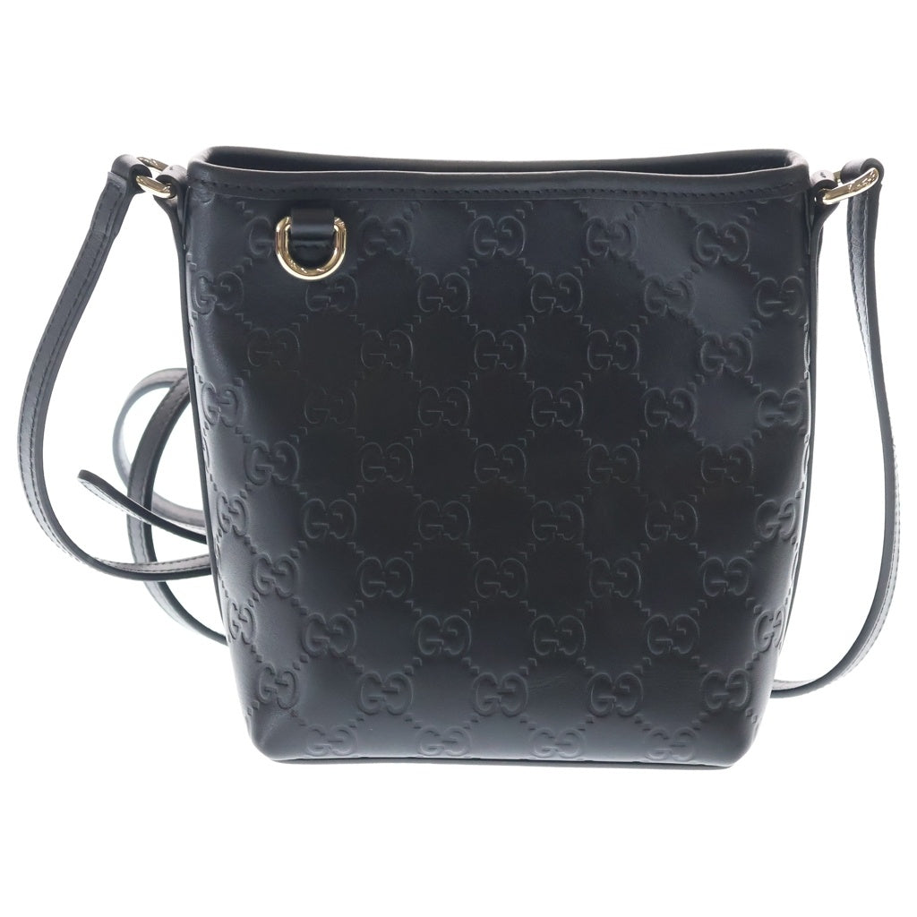 GUCCI(グッチ) GGエンブレム ナノ バケットバッグ ショルダーバッグ ブラック レザー 847090 レディース