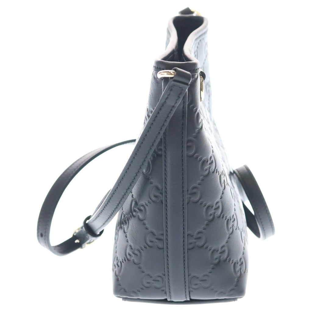 GUCCI(グッチ) GGエンブレム ナノ バケットバッグ ショルダーバッグ ブラック レザー 847090 レディース