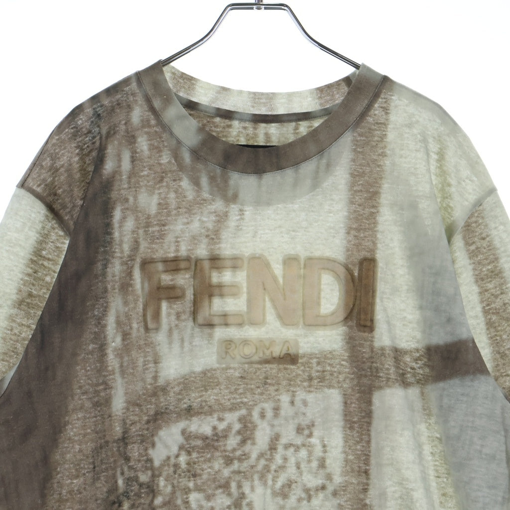 FENDI(フェンディ) プリントショートスリーブ リネンTシャツ ベージュ リネン #M P00544360