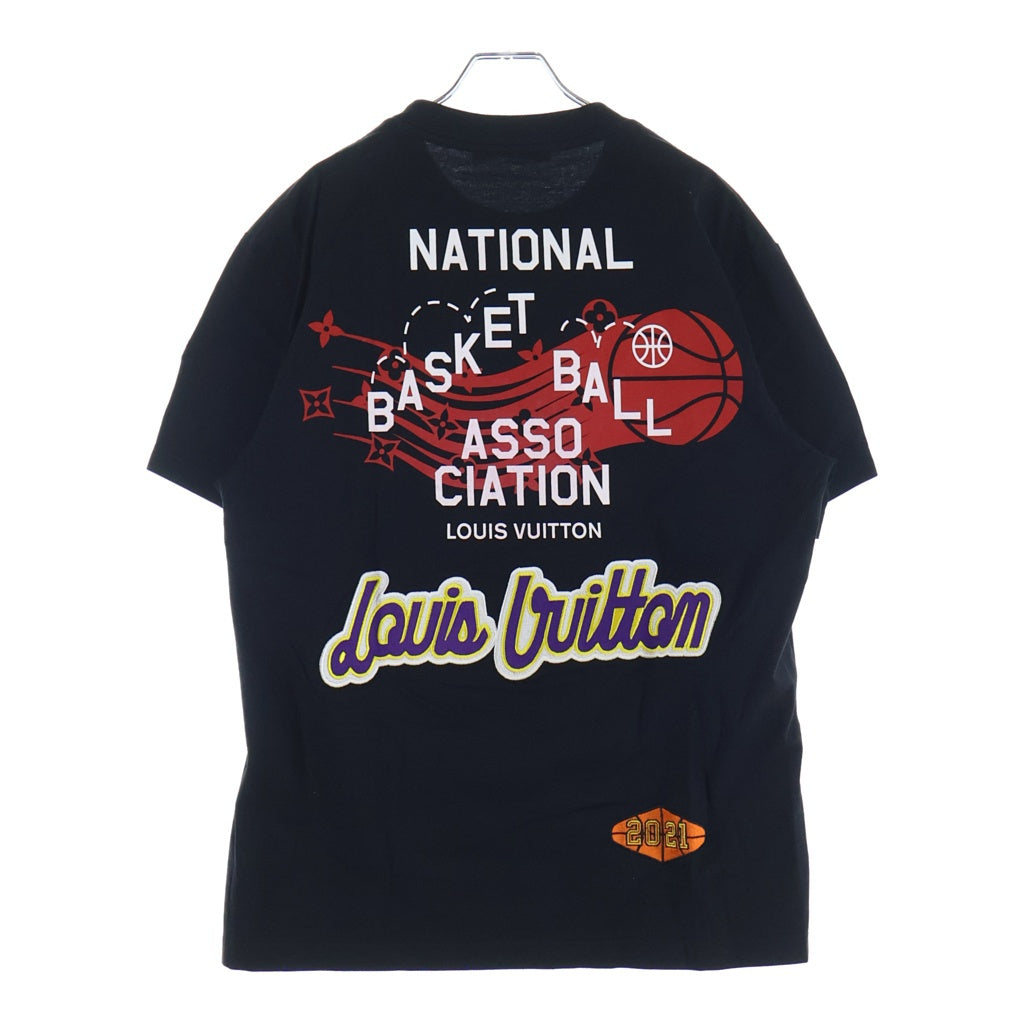 LOUIS VUITTON(ルイヴィトン) 21AW LV × NBA コラボ ロゴ プリント Tシャツ ブラック #M RM212M DT3 HLY21W
