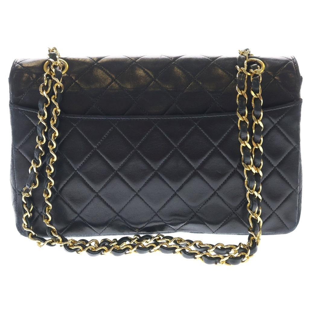 CHANEL(シャネル) マトラッセ ラムスキン レザー ターンロック Wチェーン ショルダーバッグ ゴールド金具 ブラック 1番台 レディース