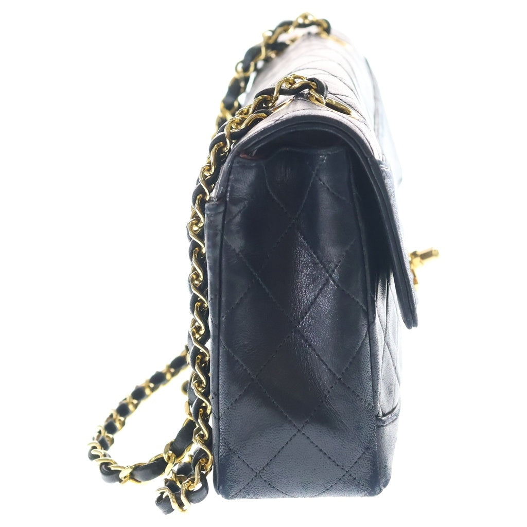 CHANEL(シャネル) マトラッセ ラムスキン レザー ターンロック Wチェーン ショルダーバッグ ゴールド金具 ブラック 1番台 レディース