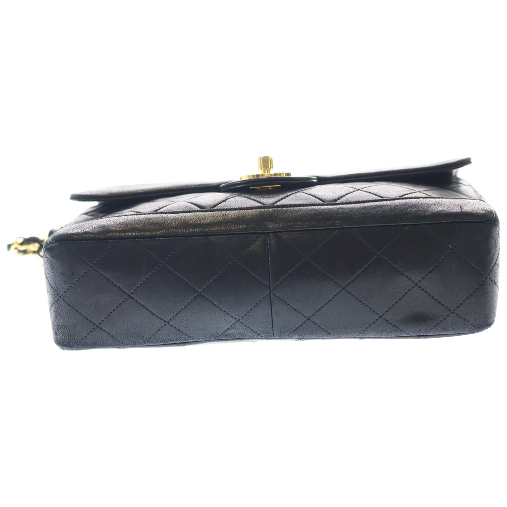 CHANEL(シャネル) マトラッセ ラムスキン レザー ターンロック Wチェーン ショルダーバッグ ゴールド金具 ブラック 1番台 レディース