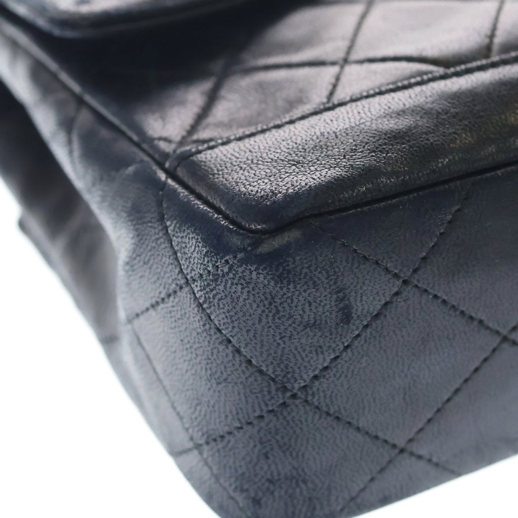 CHANEL(シャネル) マトラッセ ラムスキン レザー ターンロック Wチェーン ショルダーバッグ ゴールド金具 ブラック 1番台 レディース