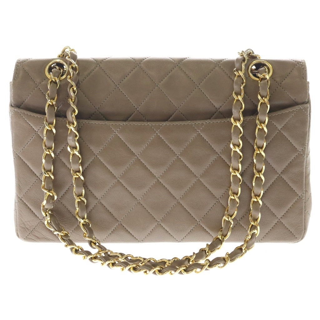 CHANEL(シャネル) マトラッセ ラムスキン レザー ターンロック Wチェーン ショルダーバッグ ゴールド金具 ブラウン 1番台 レディース