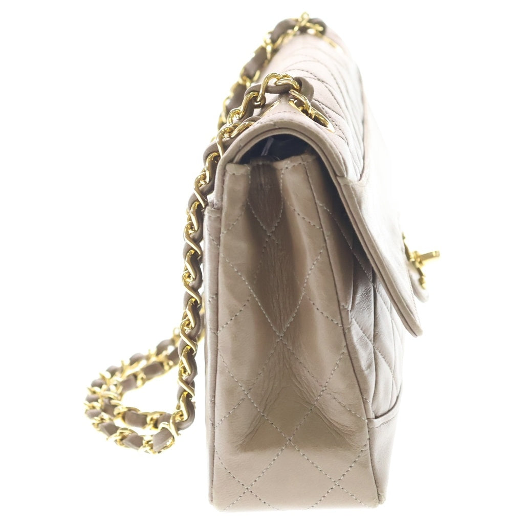 CHANEL(シャネル) マトラッセ ラムスキン レザー ターンロック Wチェーン ショルダーバッグ ゴールド金具 ブラウン 1番台 レディース