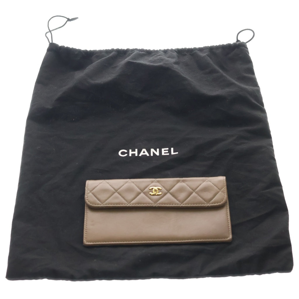 CHANEL(シャネル) マトラッセ ラムスキン レザー ターンロック Wチェーン ショルダーバッグ ゴールド金具 ブラウン 1番台 レディース