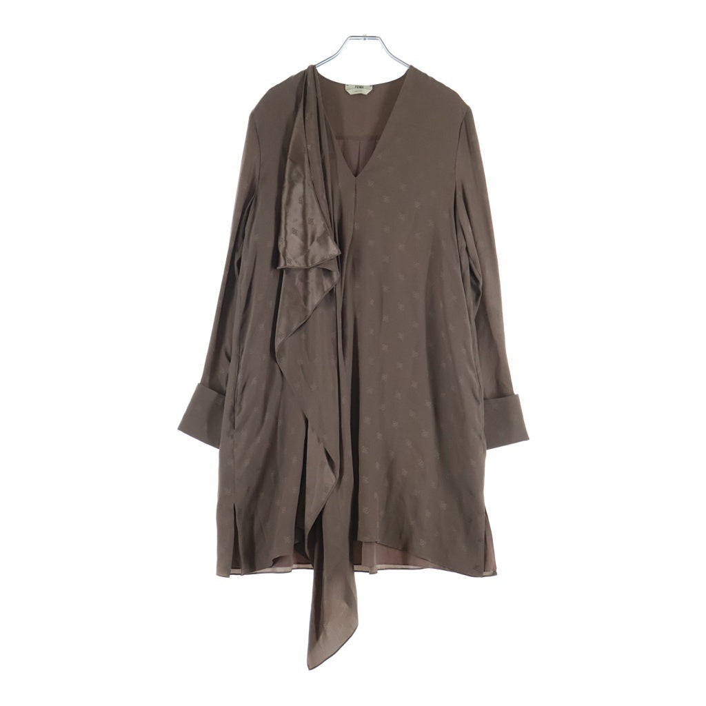 FENDI(フェンディ) 21AW カリグラフィワンピース ドレス シルク ブラウン 12CPF-21-1706 レディース