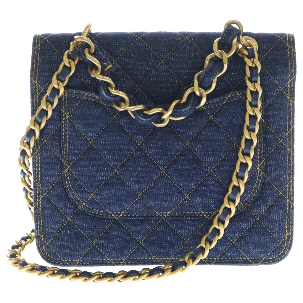 CHANEL(シャネル) マトラッセ チェーンハンドル デニム 2WAY ハンド ショルダーバッグ ゴールド金具 インディゴ プレート AS3932 レディース