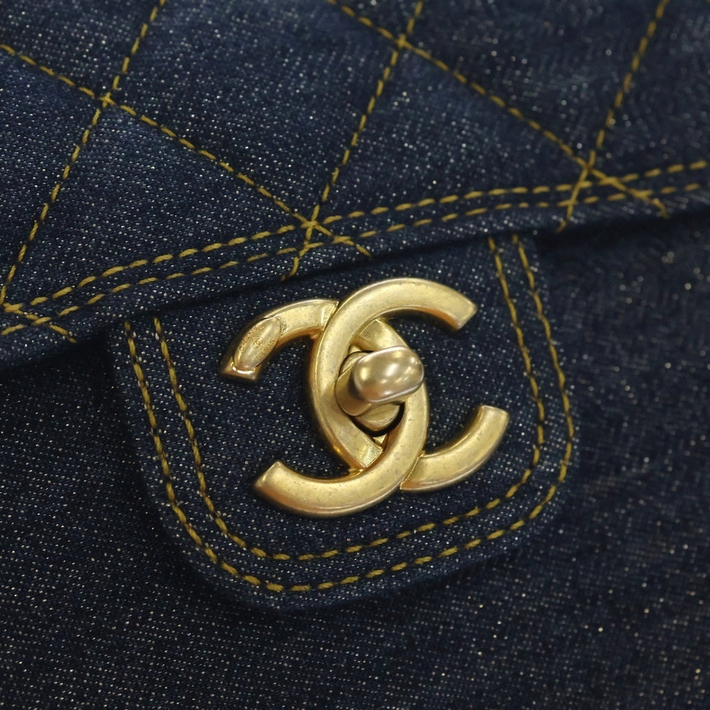 CHANEL(シャネル) マトラッセ チェーンハンドル デニム 2WAY ハンド ショルダーバッグ ゴールド金具 インディゴ プレート AS3932 レディース