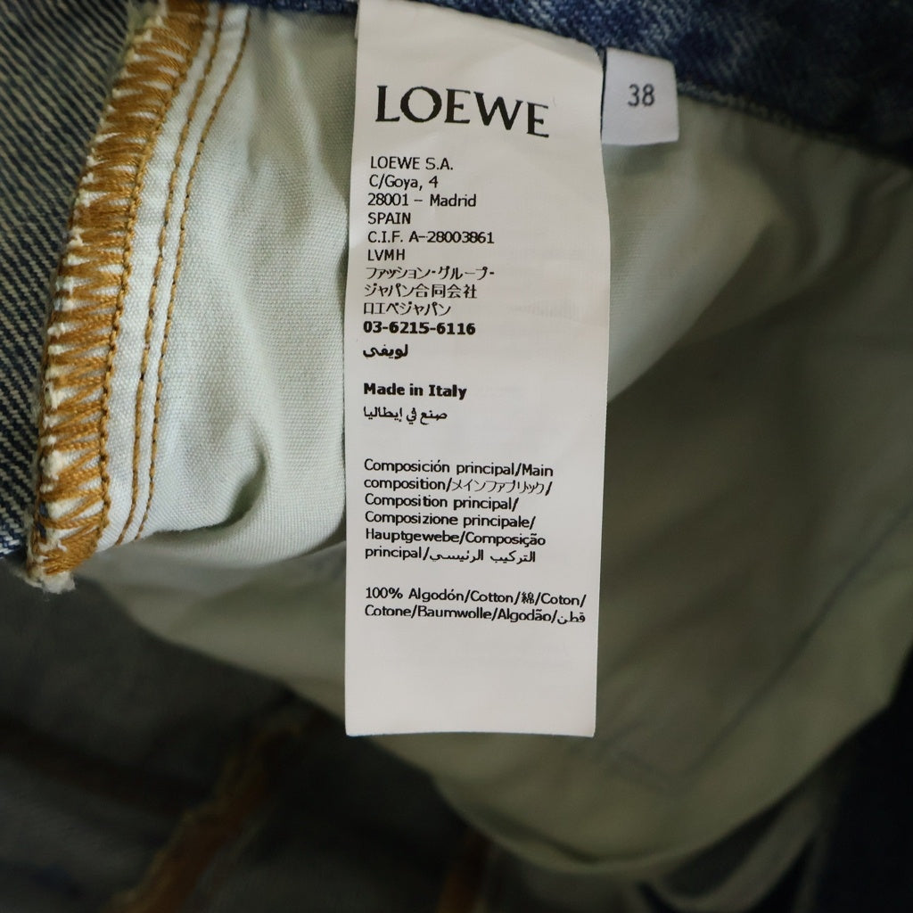 LOEWE(ロエベ) バレルジーンズ デニムパンツ ジップフライ ワイド インディゴ ブルー S359Y11XEH レディース