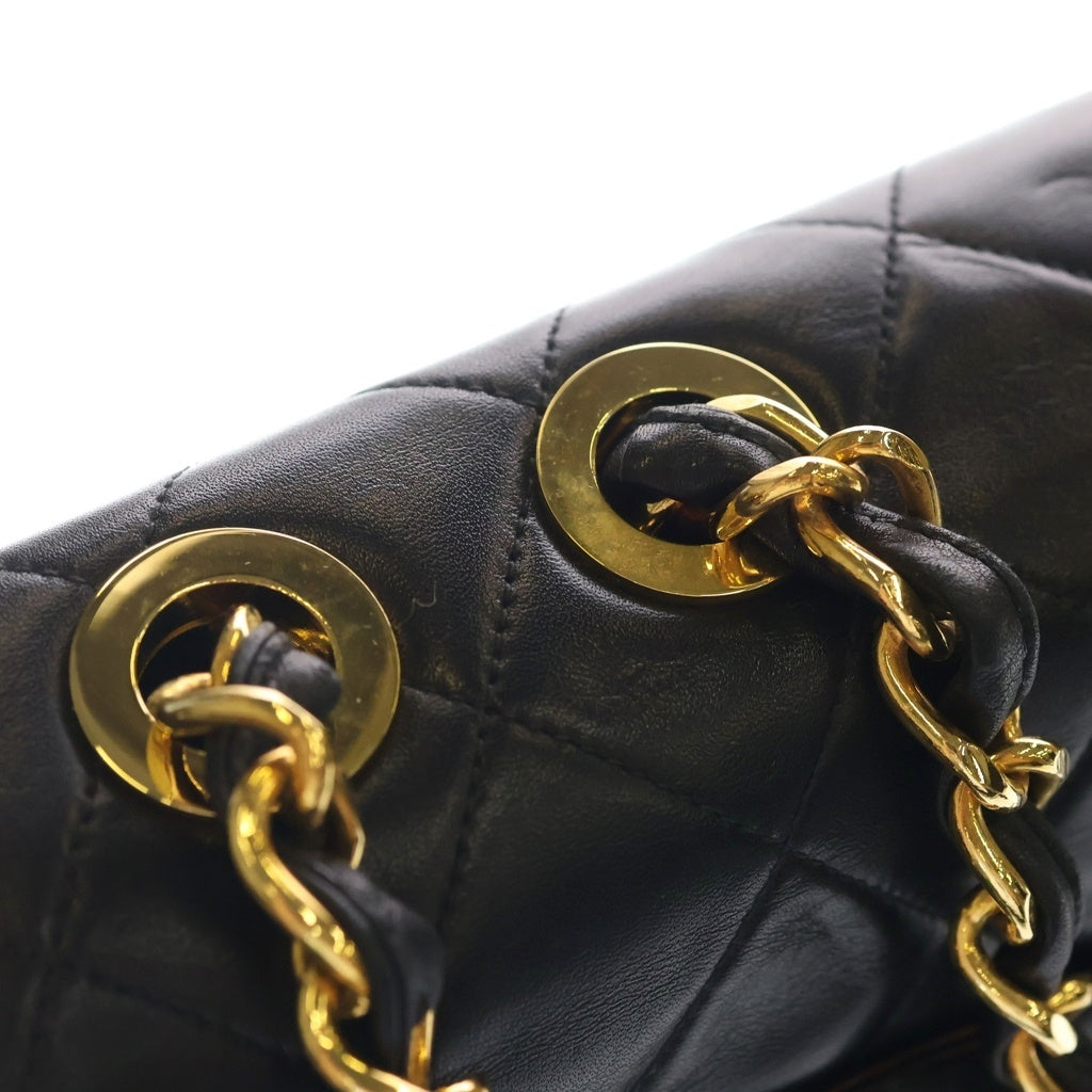 CHANEL(シャネル) デカマトラッセ34 ココマーク チェーン ショルダーバック ゴールド金具 ラムスキン ブラック レディース