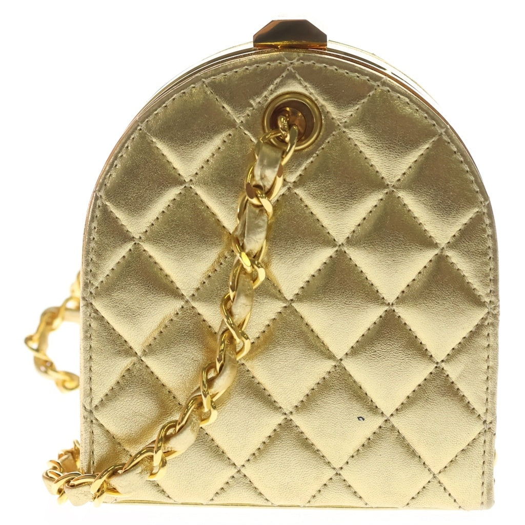 CHANEL(シャネル) がま口チェーンショルダーバッグ ミニバッグ ゴールド レザー ゴールド金具 レディース