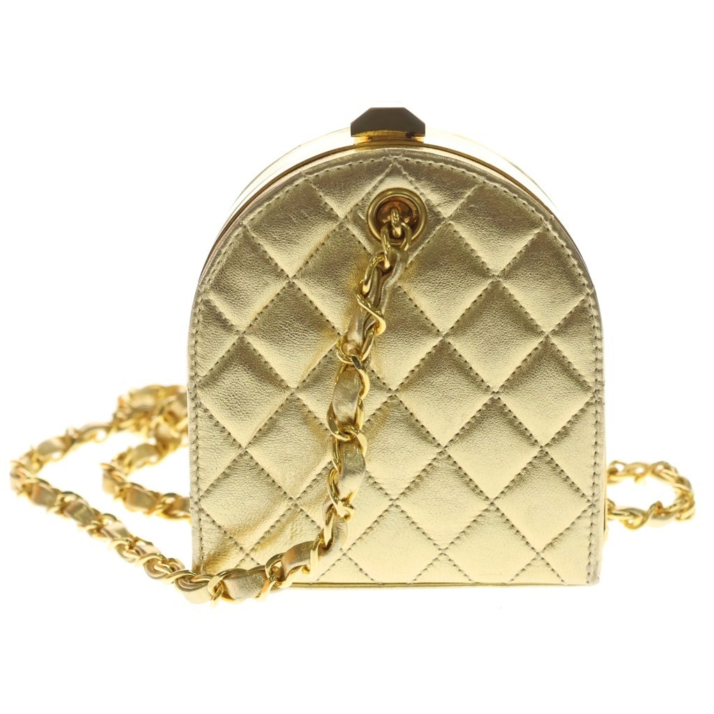 CHANEL(シャネル) がま口チェーンショルダーバッグ ミニバッグ ゴールド レザー ゴールド金具 レディース