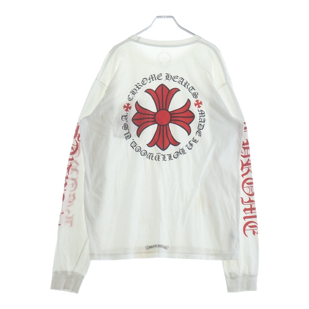 CHROME HEARTS(クロムハーツ) Made in Hollywood Plus Cross 長袖Tシャツ カットソー ロンT 袖プリント ホワイト