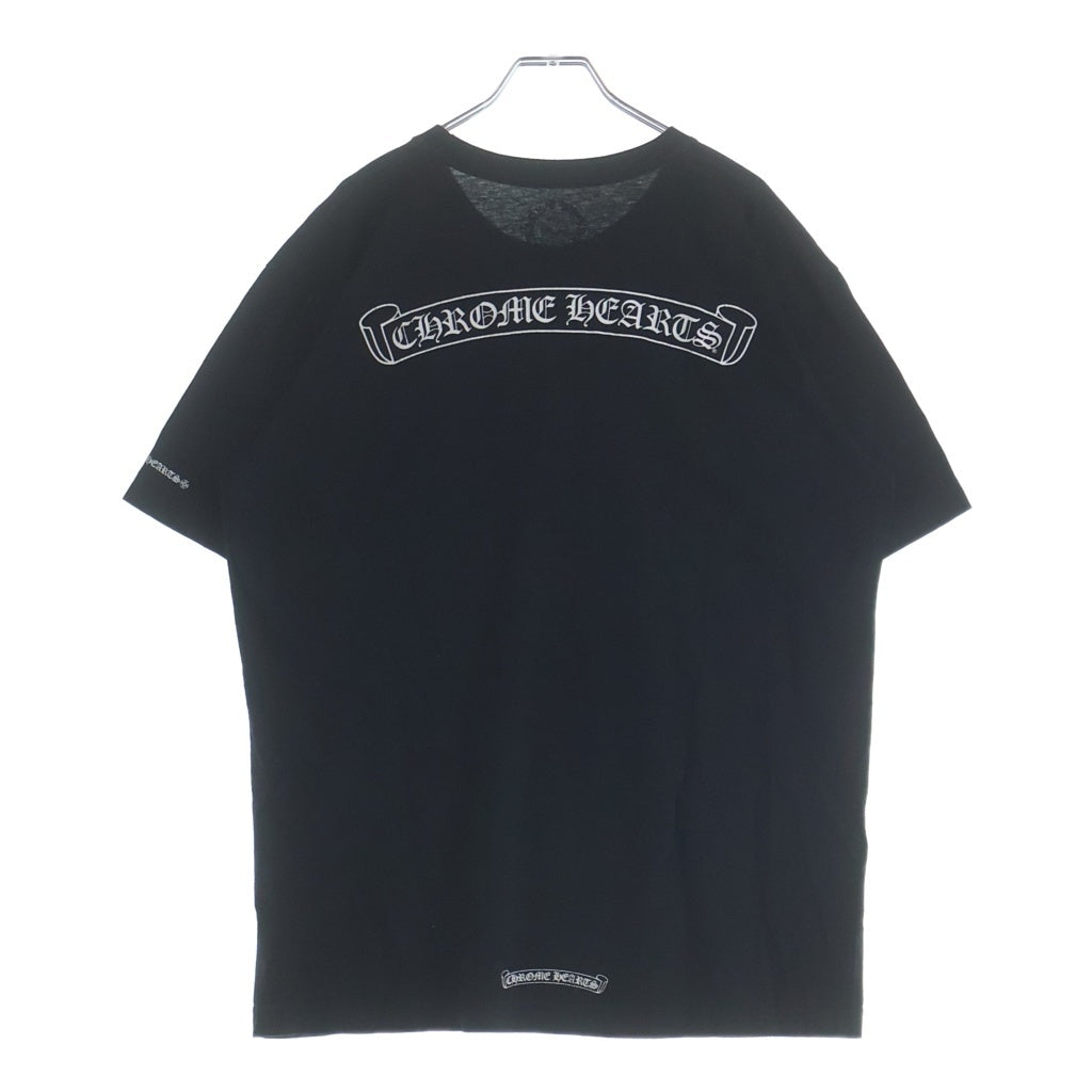 CHROME HEARTS(クロムハーツ) バックスクロールラベル 半袖Tシャツ カットソー 両面プリント コットン ブラック
