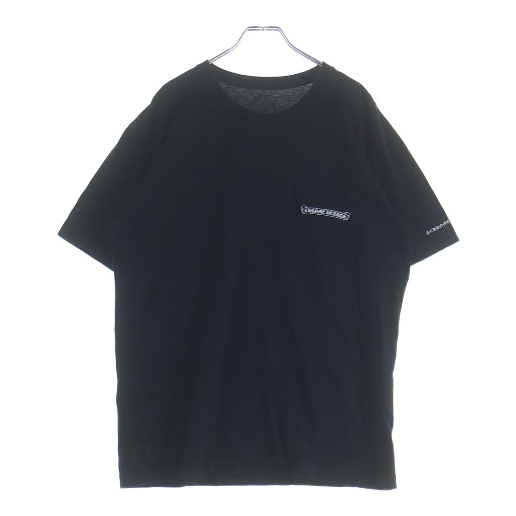 CHROME HEARTS(クロムハーツ) バックスクロールラベル 半袖Tシャツ カットソー 両面プリント コットン ブラック