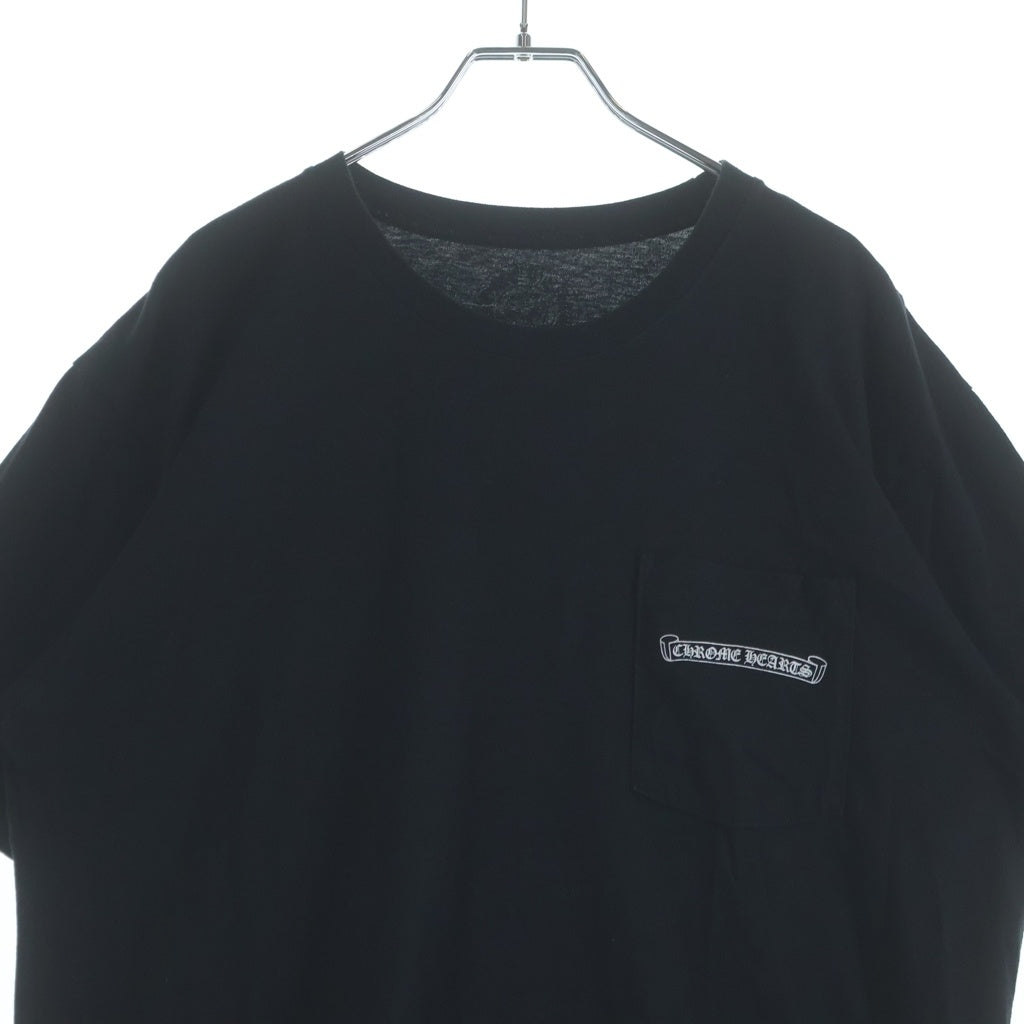 CHROME HEARTS(クロムハーツ) バックスクロールラベル 半袖Tシャツ カットソー 両面プリント コットン ブラック