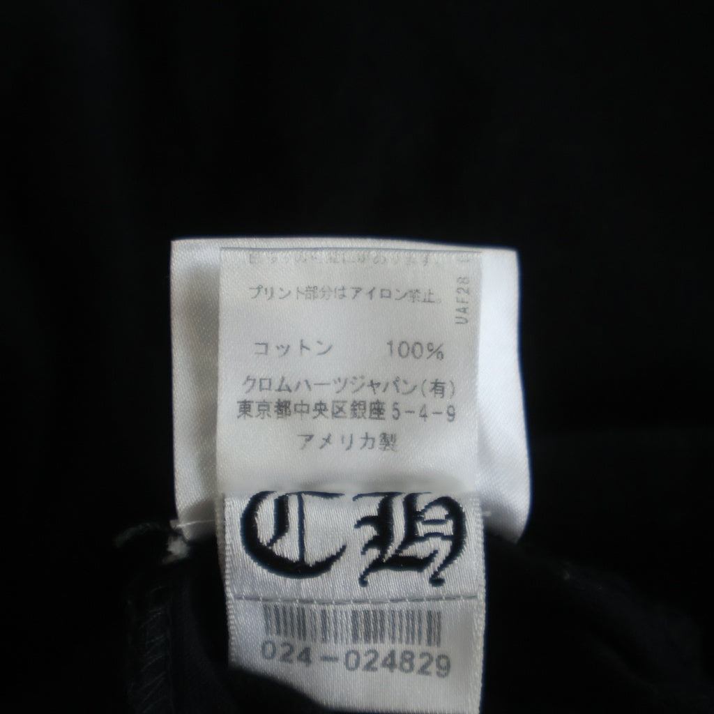 CHROME HEARTS(クロムハーツ) バックスクロールラベル 半袖Tシャツ カットソー 両面プリント コットン ブラック