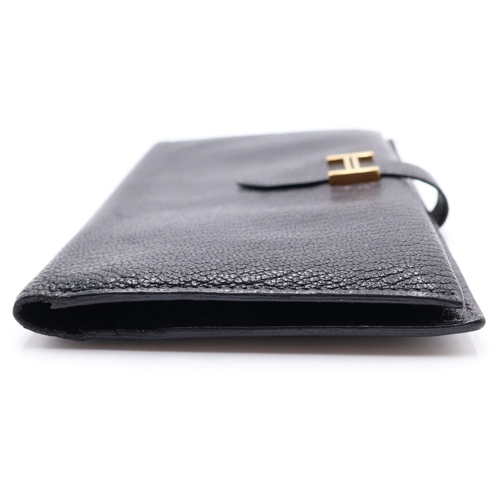 HERMES(エルメス) ベアンスフレ 2つ折り財布 ゴールド金具 シェーブル レザー ブラック □G刻印
