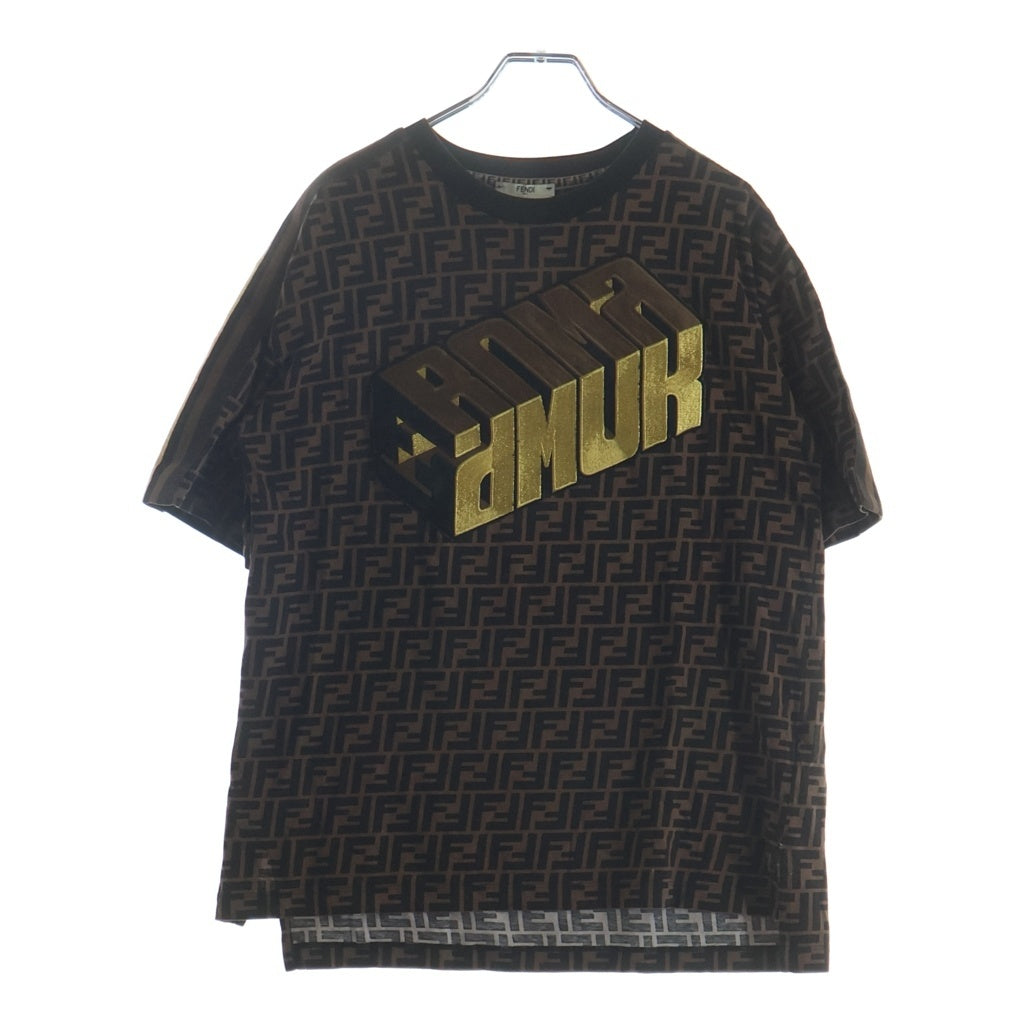 FENDI(フェンディ) ズッカ FFロゴ コットンTシャツ ブラウン×ブラック #40 FS7011