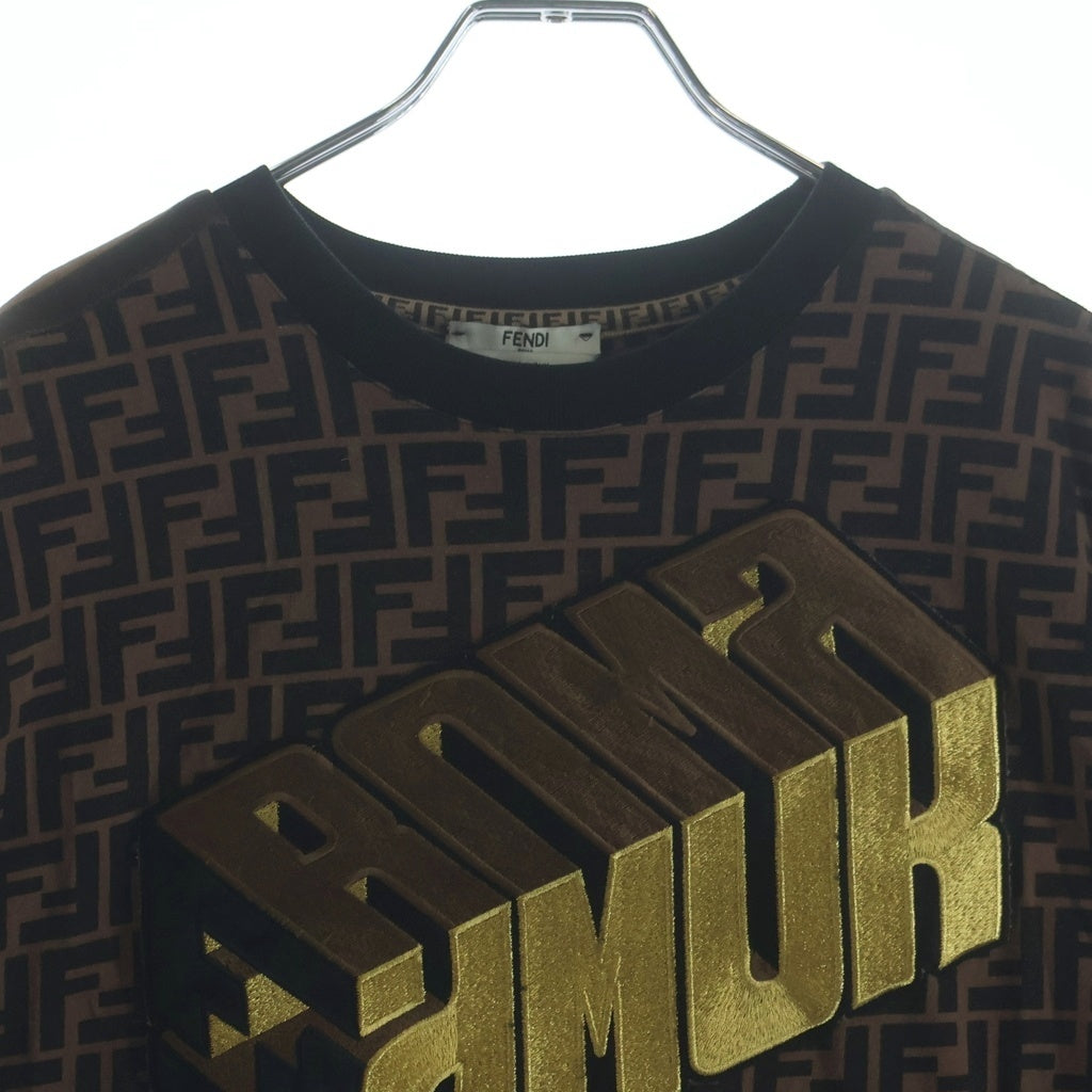 FENDI(フェンディ) ズッカ FFロゴ コットンTシャツ ブラウン×ブラック #40 FS7011