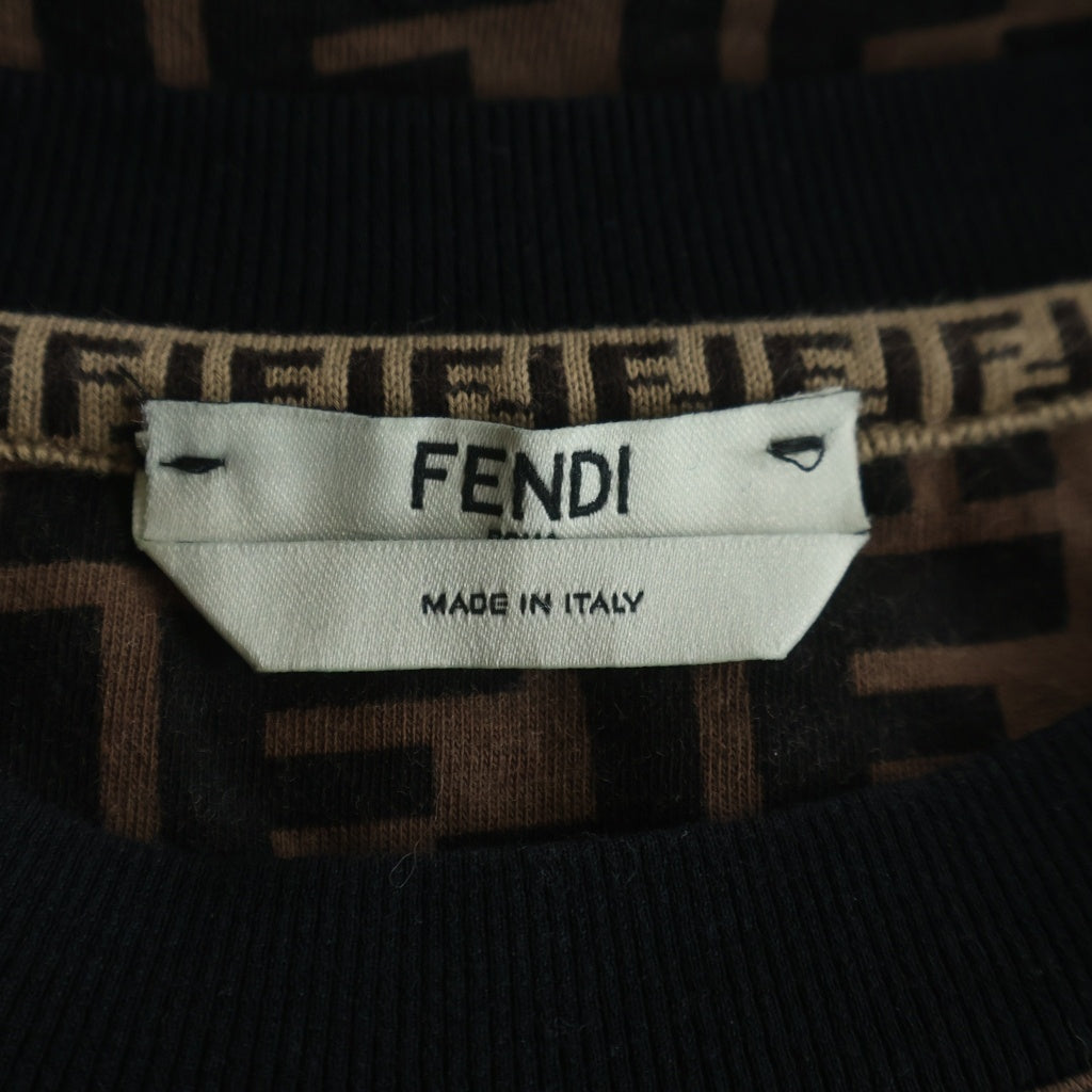FENDI(フェンディ) ズッカ FFロゴ コットンTシャツ ブラウン×ブラック #40 FS7011