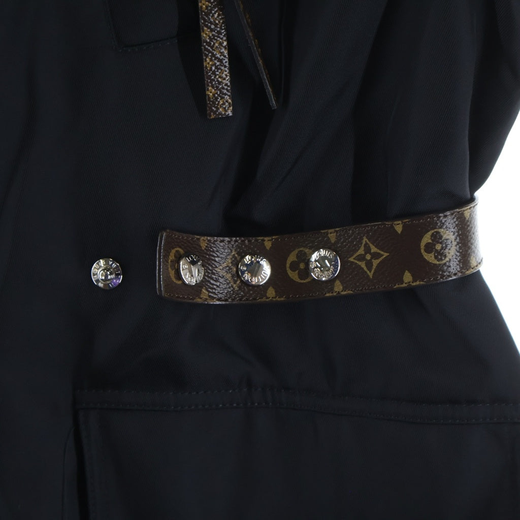 LOUIS VUITTON(ルイヴィトン) モノグラムライニング ナイロン レザーパッチ フーデッド コート ブラック FJ0W02XTQ レディース
