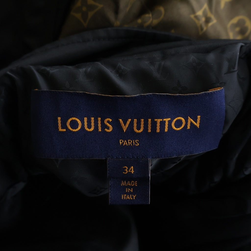 LOUIS VUITTON(ルイヴィトン) モノグラムライニング ナイロン レザーパッチ フーデッド コート ブラック FJ0W02XTQ レディース