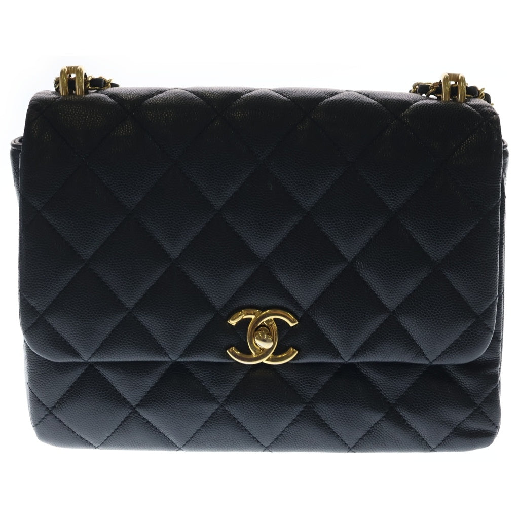 CHANEL(シャネル) ミニマトラッセ チェーンショルダーバッグ ブラック キャビアスキン AS3580 ゴールド金具 レディース