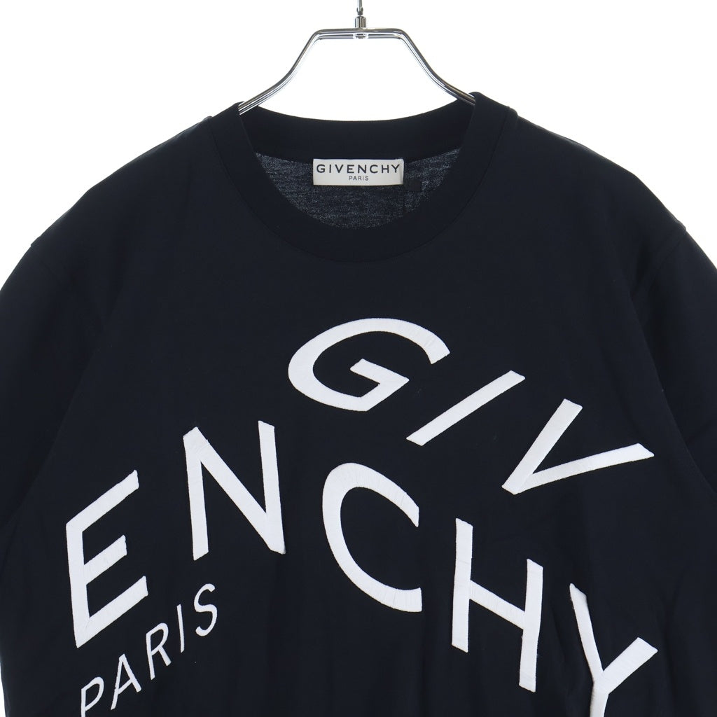 GIVENCHY(ジバンシィ) ■マシューウィリアムズ スプリット ロゴ Tシャツ 黒 ポリエステル #S