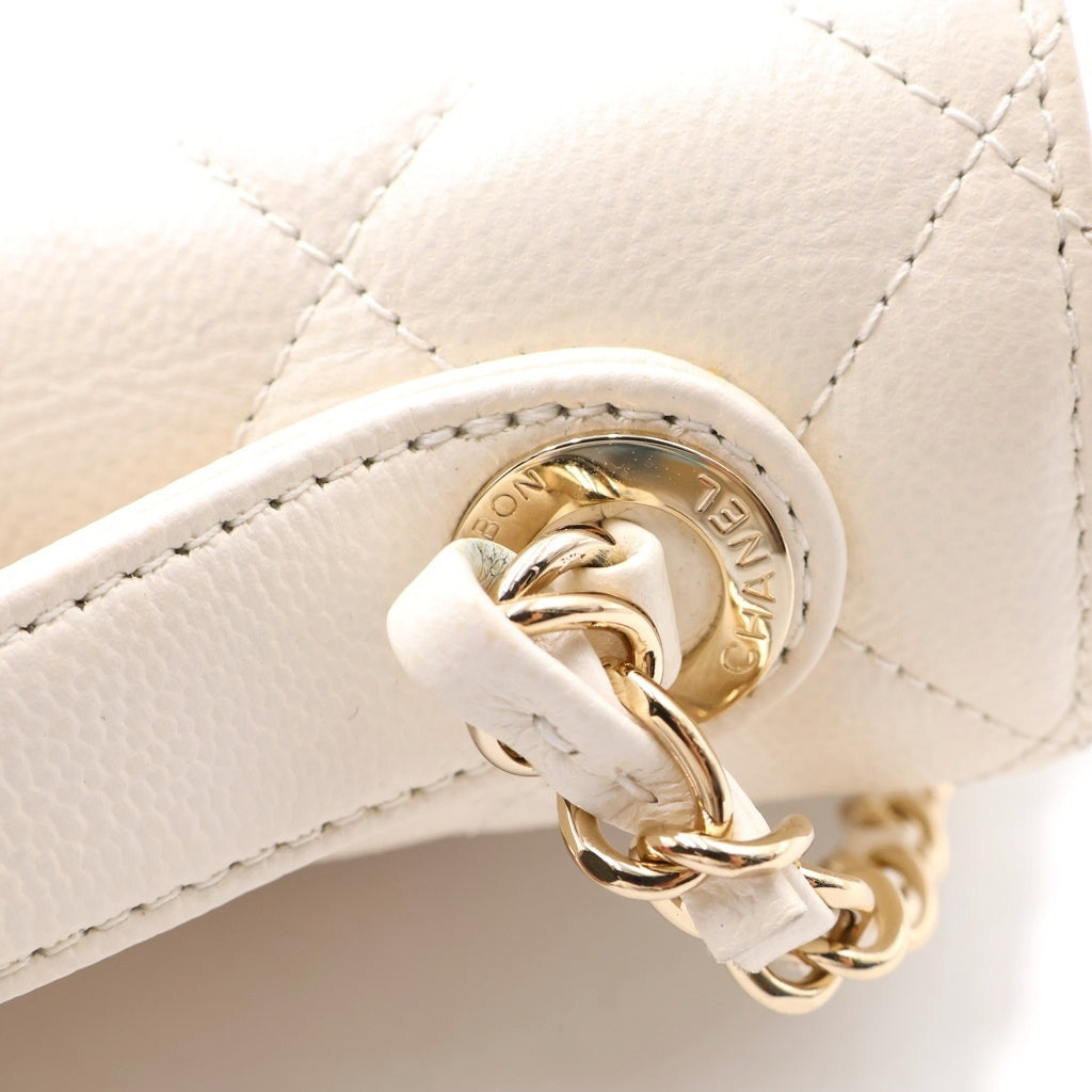 CHANEL(シャネル) マトラッセ アフィニティ 2WAYハンドバッグ チェーンショルダーバッグ ホワイト キャビアスキン A93749 ゴールド金具 レディース