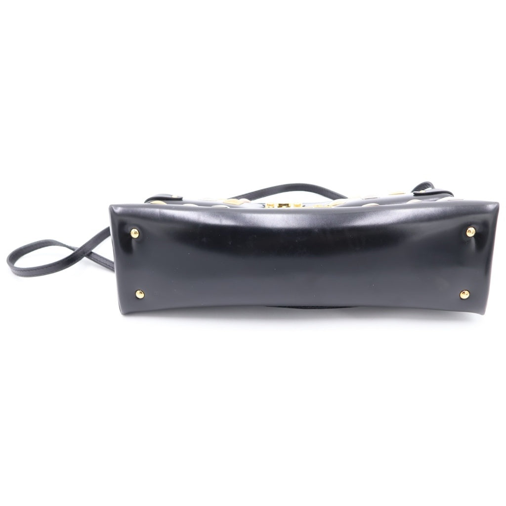 LOUIS VUITTON(ルイヴィトン) スタッズ サックトライアングル リミテッドエディションPM ショルダーバッグ ブラック レザー ゴールド金具 レディース