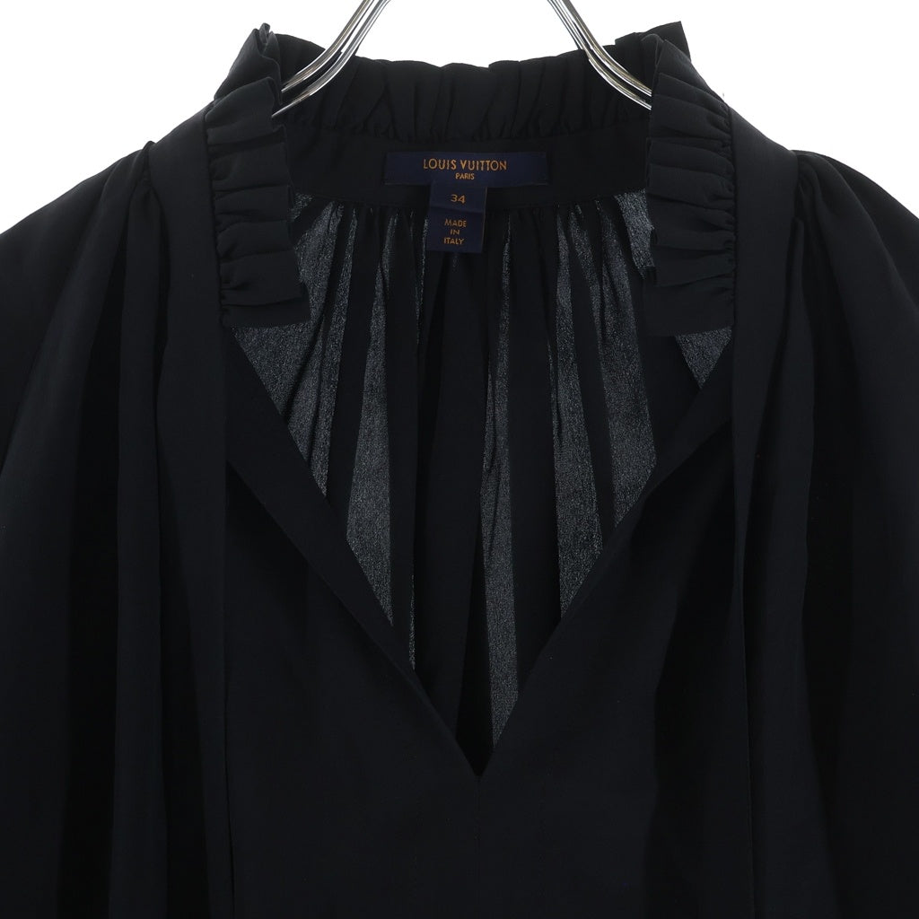 LOUIS VUITTON(ルイヴィトン) スキッパー ブラウス ボウタイ フリル シルク ブラック RW201W 34サイズ レディース