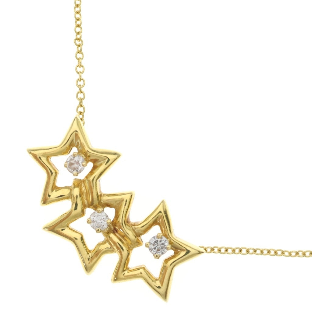 TIFFANY & Co.(ティファニー) トリプルスター 3Pダイヤ Au750 K18YG ネックレス イエローゴールド レディース