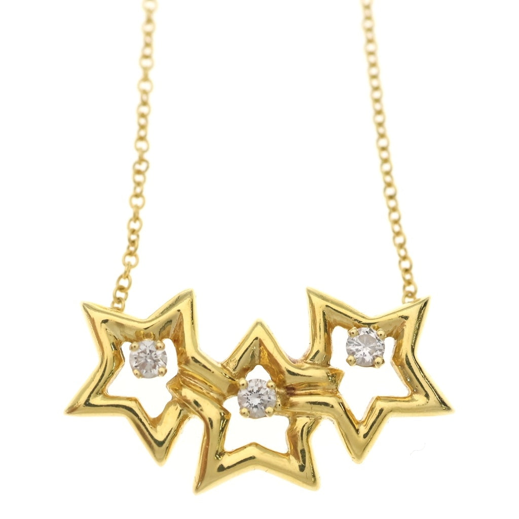 TIFFANY & Co.(ティファニー) トリプルスター 3Pダイヤ Au750 K18YG ネックレス イエローゴールド レディース