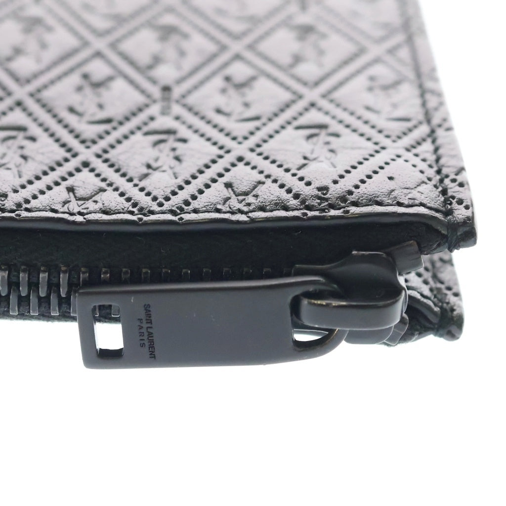 SAINT LAURENT PARIS(サンローランパリ) YSLモノグラム クラッチバッグ セカンドバッグ ブラック レザー 647154 シルバー金具
