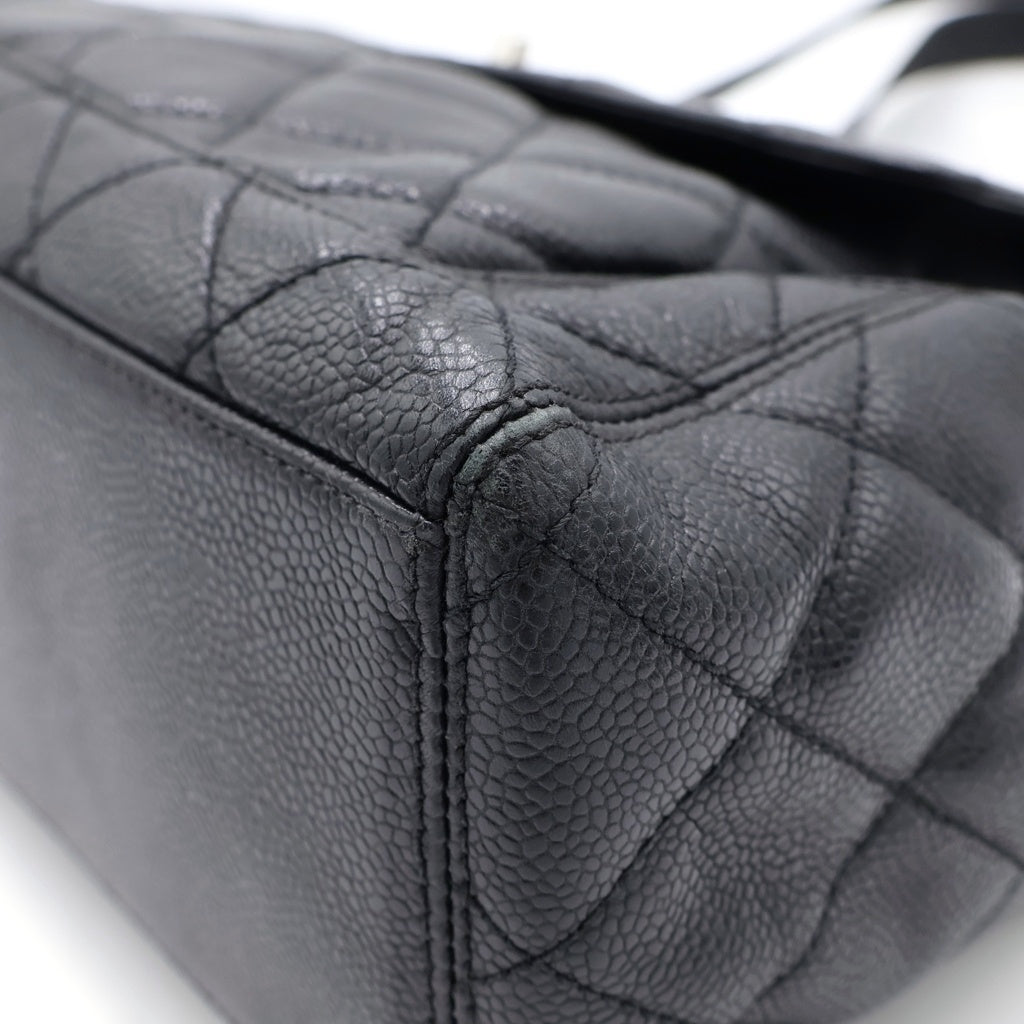 CHANEL(シャネル) マトラッセ ターンロック ハンドバッグ トートバッグ ブラック キャビアスキン シルバー金具 レディース