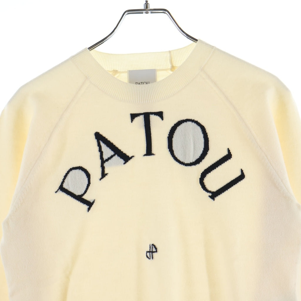 PATOU(パトゥー) ロゴ クルーネック 長袖ニット セーター アイボリー レディース