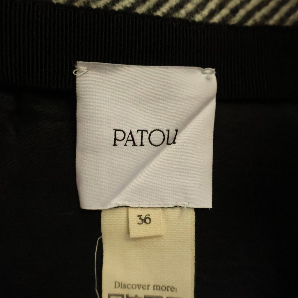 PATOU(パトゥー) ウール ストライプ総柄 プリーツ ミニスカート グレー レディース