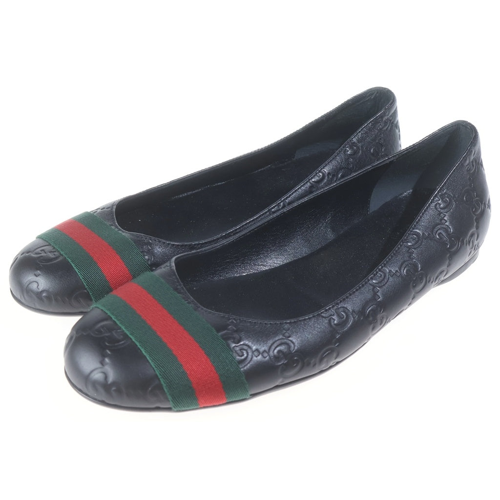 GUCCI(グッチ) シェリーライン GGエンボスレザー フラットシューズ パンプス ブラック レディース