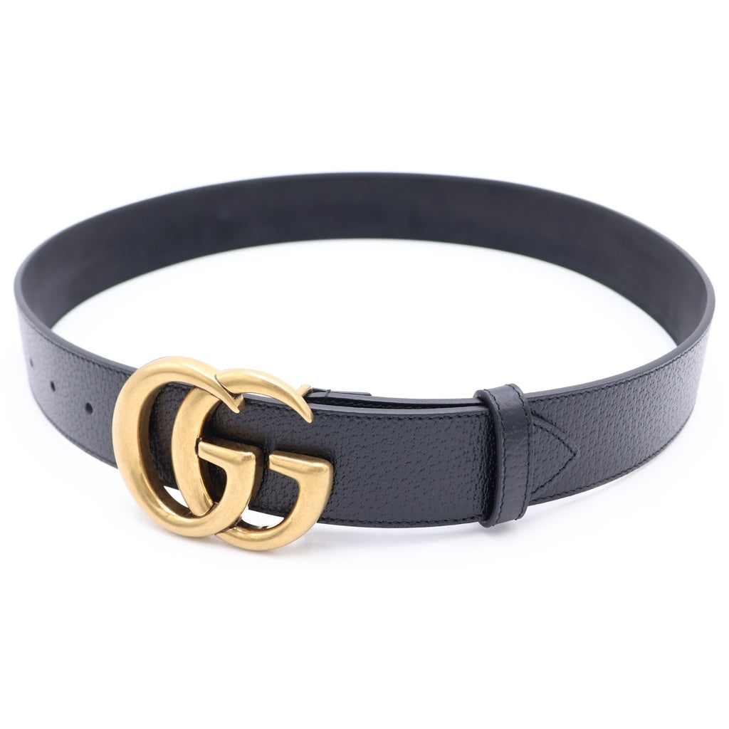 GUCCI(グッチ) GGマーモント レザーベルト ブラック レザー 85/34 406831 ゴールド金具
