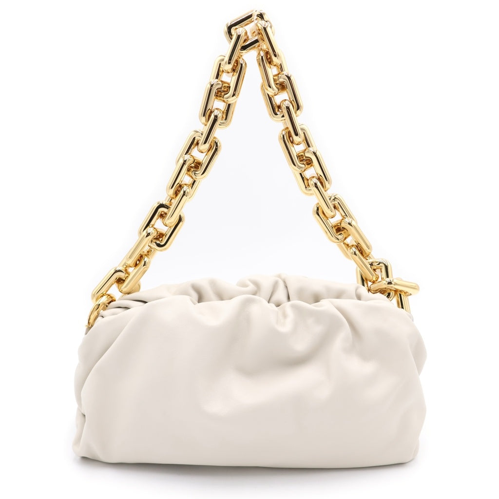 BOTTEGA VENETA(ボッテガヴェネタ) ザ・チェーンポーチ ハンドバッグ チェーンバッグ ホワイト レザー ゴールド金具 レディース