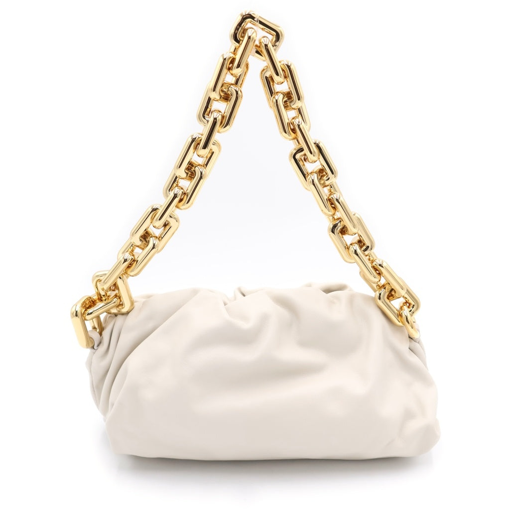 BOTTEGA VENETA(ボッテガヴェネタ) ザ・チェーンポーチ ハンドバッグ チェーンバッグ ホワイト レザー ゴールド金具 レディース