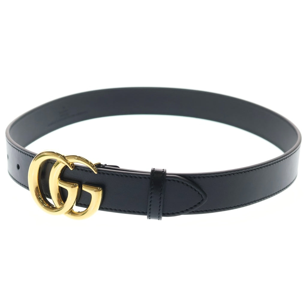 GUCCI(グッチ) GGマーモント ロゴ バックル レザー ベルト ゴールド金具 ブラック 414516 レディース