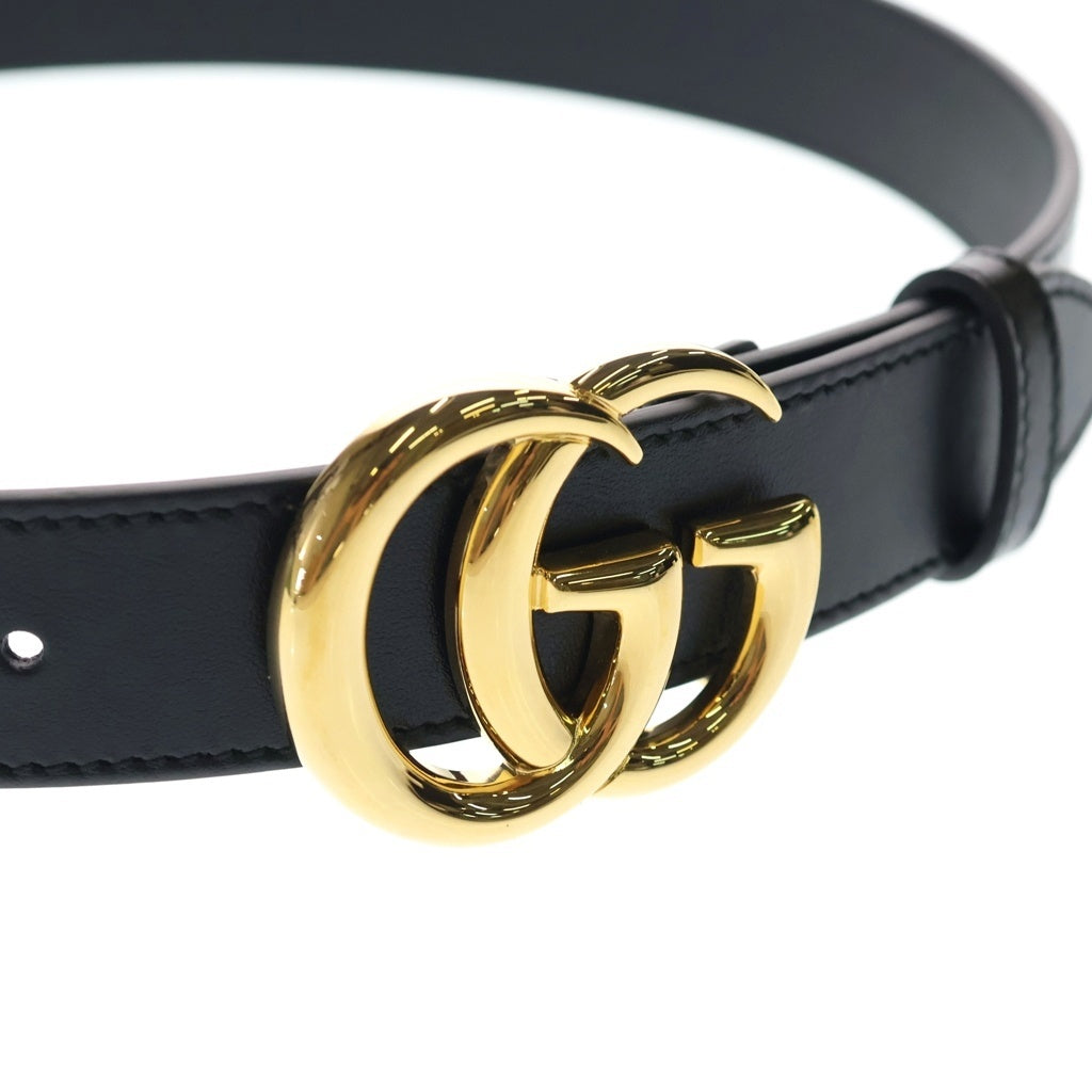 GUCCI(グッチ) GGマーモント ロゴ バックル レザー ベルト ゴールド金具 ブラック 414516 レディース