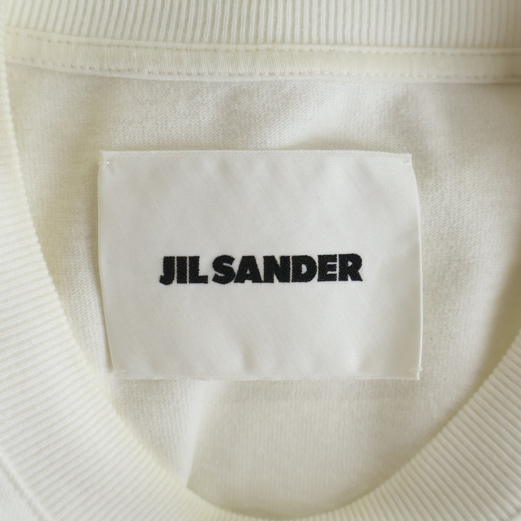 JIL SANDER(ジルサンダー) フロントロゴプリント クルーネック半袖Tシャツカットソー コットン ホワイト KK JM ZI 0008