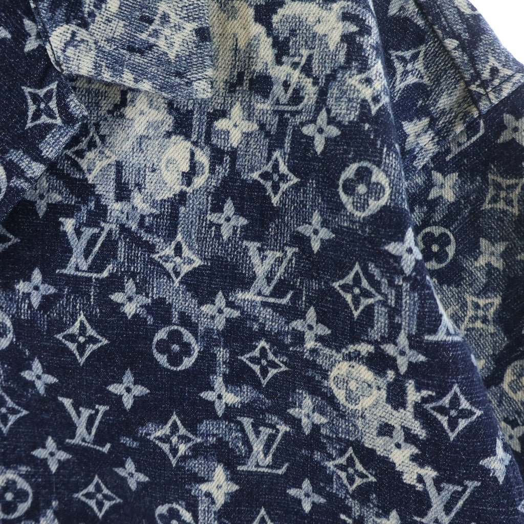 LOUIS VUITTON(ルイヴィトン) 21SS ハワイアン モノグラム タペストリー 半袖開襟デニムシャツ オーバーサイズ コットン ブルー RM211M ZMC HKS02W