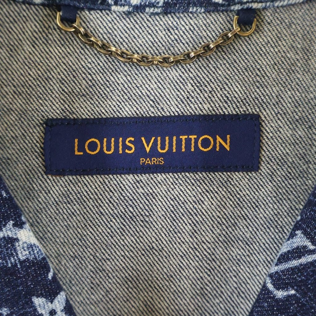 LOUIS VUITTON(ルイヴィトン) 21SS ハワイアン モノグラム タペストリー 半袖開襟デニムシャツ オーバーサイズ コットン ブルー RM211M ZMC HKS02W