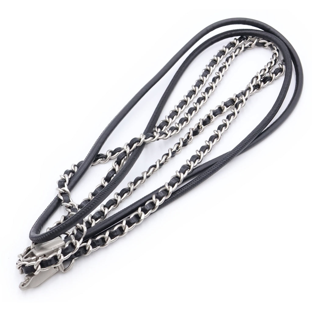 CHANEL(シャネル) シャネル22 ミニ シャイニーカーフスキン レザー チェーンショルダーバッグ シルバー金具 ブラック プレート レディース